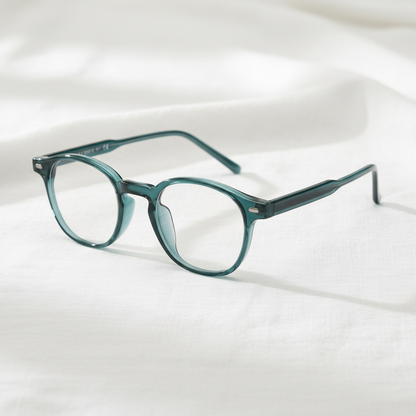 Tina Clear Lens Glasses - Green Round TR90 Frame - Lifestyle Shot
