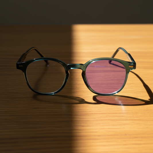 Tina Purple Photochromic Lens Glasses - Green Round TR90 Frame - Lifestyle Shot