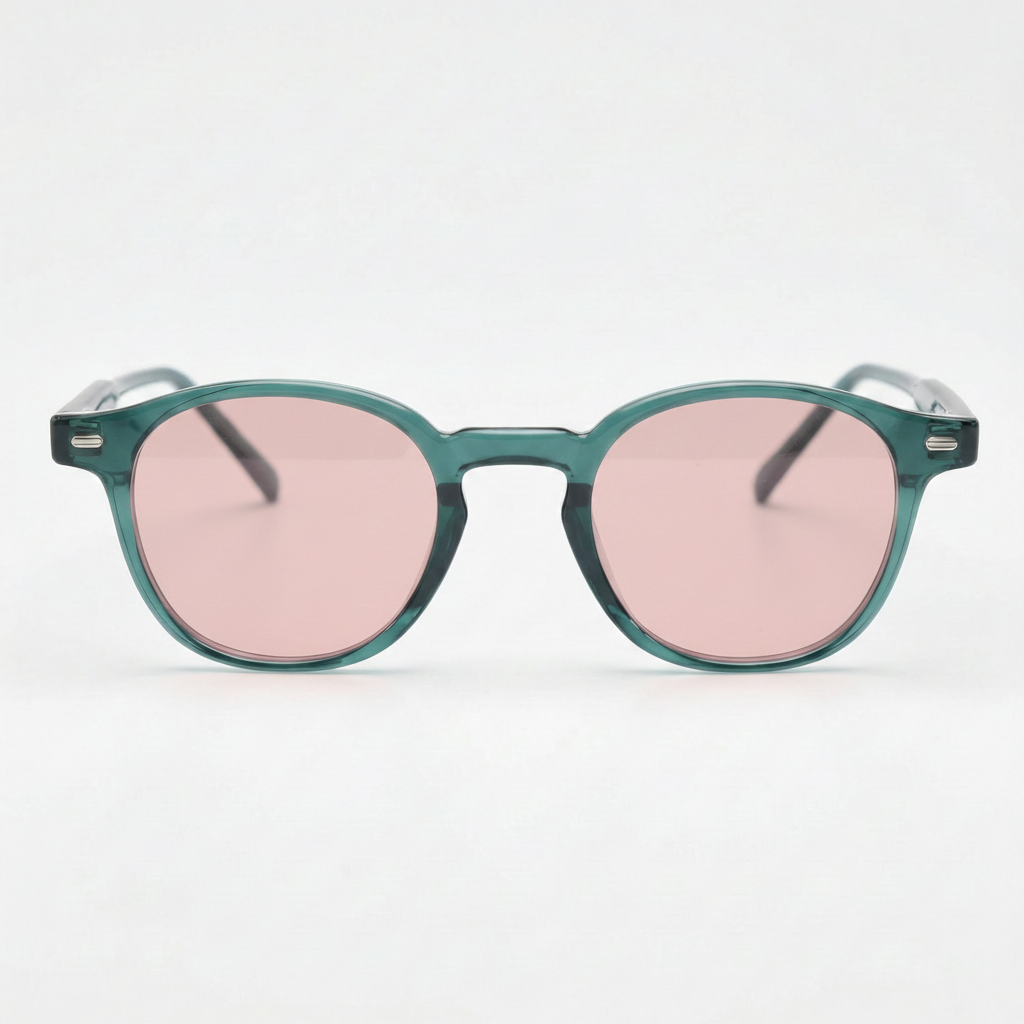 Tina Rose Tinted Lens Sunglasses - Green Round TR90 Frame FL-41 Glasses - Front View