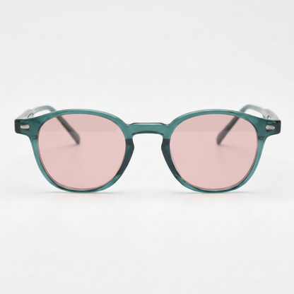 Tina Rose Tinted Lens Sunglasses - Green Round TR90 Frame FL-41 Glasses - Front View