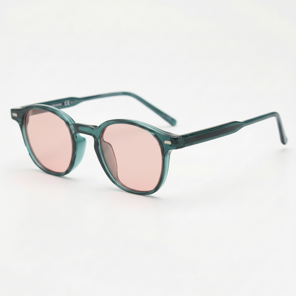 Tina Rose Tinted Lens Sunglasses - Green Round TR90 Frame FL-41 Glasses - Side View