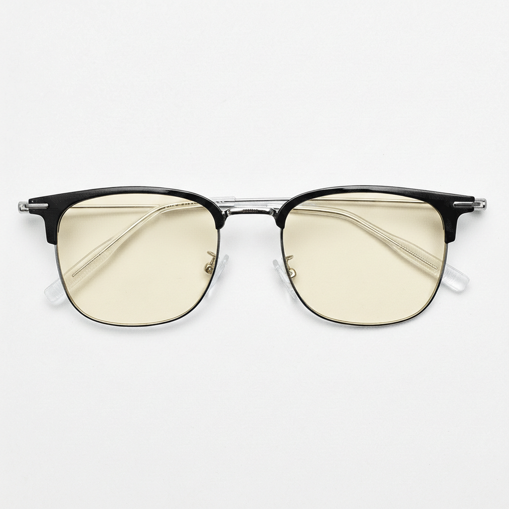 Vicky Blue Light Lens Glasses - Silver Browline TR90 Frame - Front View