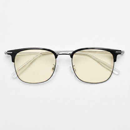 Vicky Blue Light Lens Glasses - Silver Browline TR90 Frame - Front View