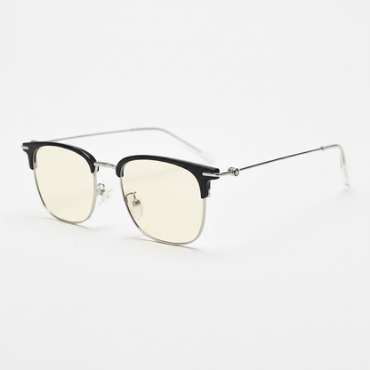 Vicky Blue Light Lens Glasses - Silver Browline TR90 Frame - Side View