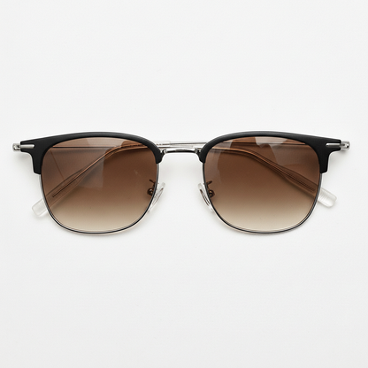 Vicky Brown Gradient Lens Sunglasses - Silver Browline TR90 Frame - Front View