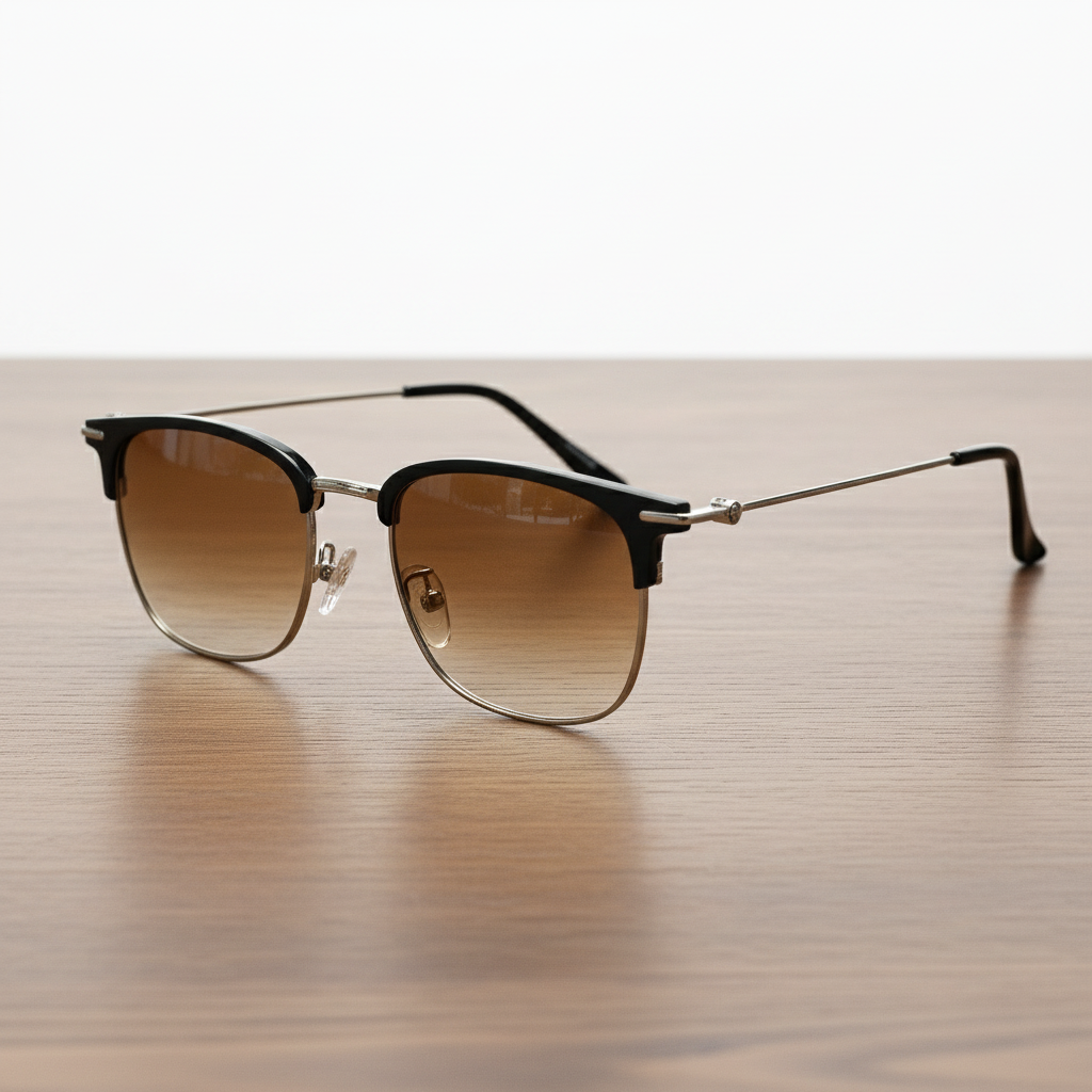 Vicky Brown Gradient Lens Sunglasses - Silver Browline TR90 Frame - Lifestyle Shot