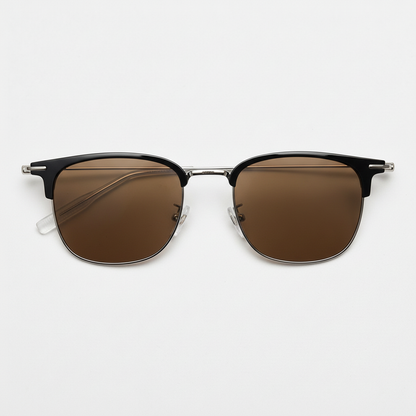 Vicky Brown Tinted Lens Sunglasses - Silver Browline TR90 Frame - Front View