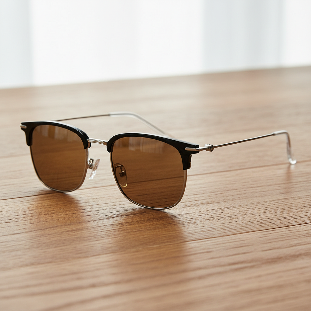 Vicky Brown Tinted Lens Sunglasses - Silver Browline TR90 Frame - Lifestyle Shot