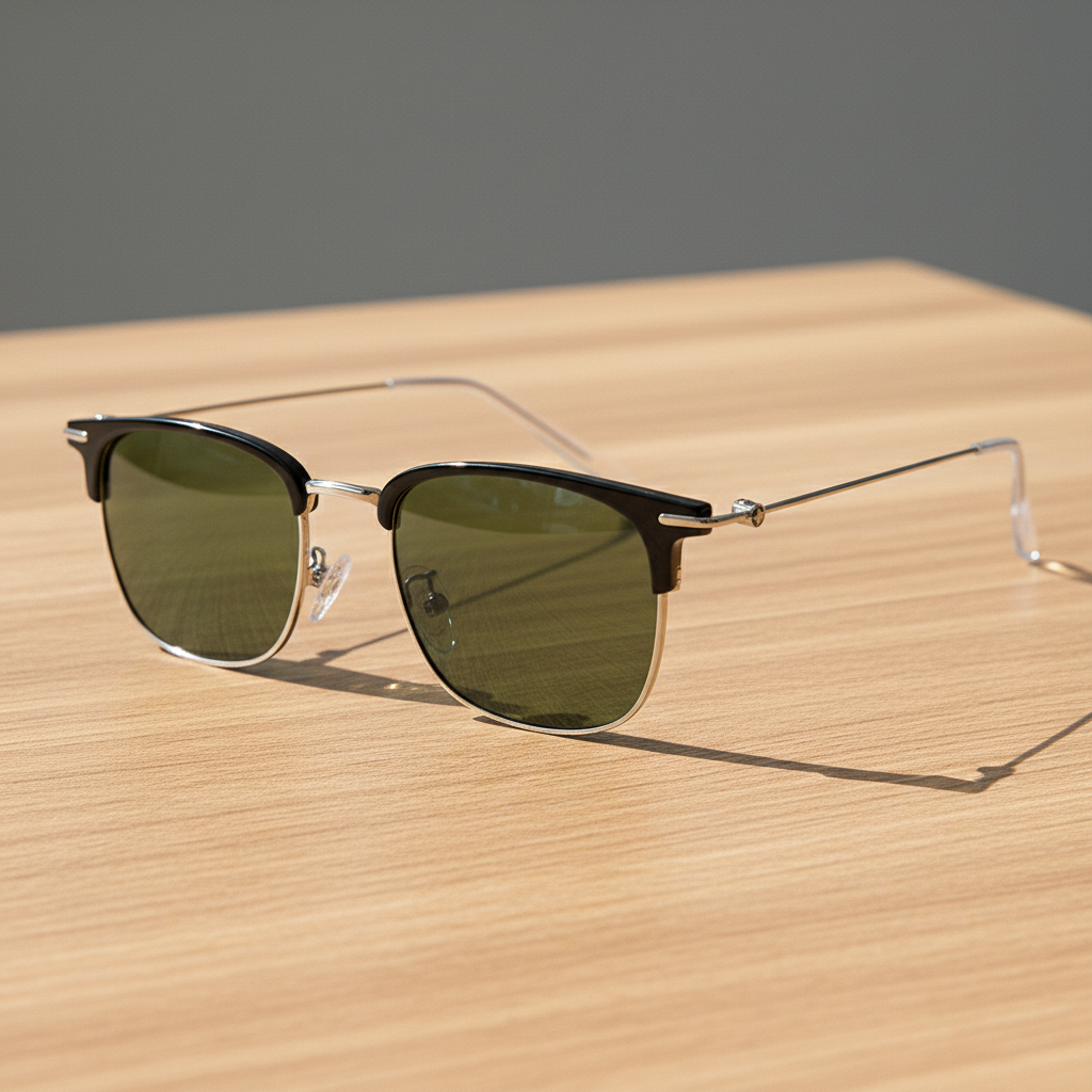 Vicky Green Tinted Lens Sunglasses - Silver Browline TR90 Frame - Lifestyle Shot