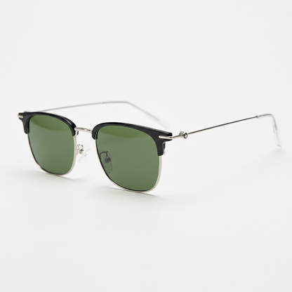 Vicky Green Tinted Lens Sunglasses - Silver Browline TR90 Frame - Side View