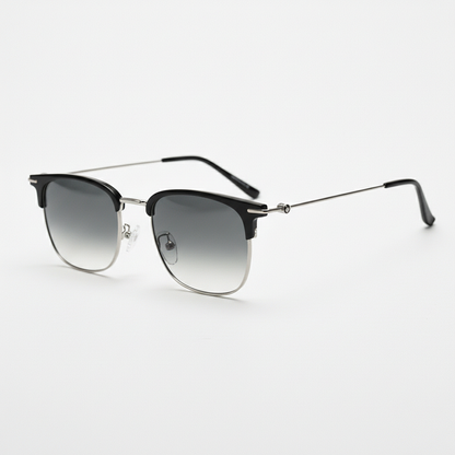 Vicky Grey Gradient Lens Sunglasses - Silver Browline TR90 Frame - Side View