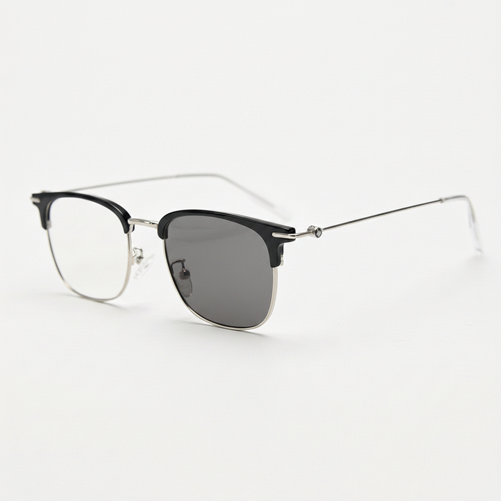 Vicky Grey Photochromic Lens Glasses - Silver Browline TR90 Frame - Side View