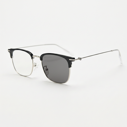 Vicky Grey Photochromic Lens Glasses - Silver Browline TR90 Frame - Side View