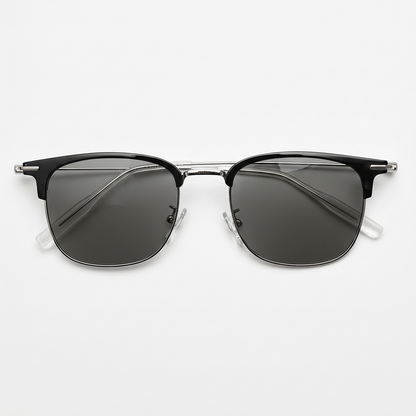 Vicky Grey Tinted Lens Sunglasses - Silver Browline TR90 Frame - Front View