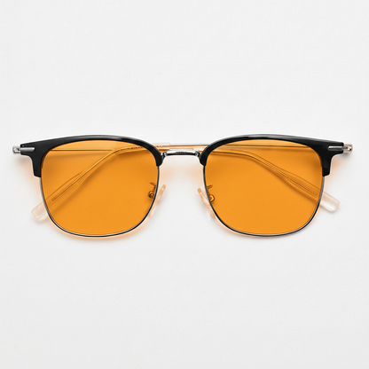 Vicky Orange Tinted Lens Sunglasses - Silver Browline TR90 Frame - Front View