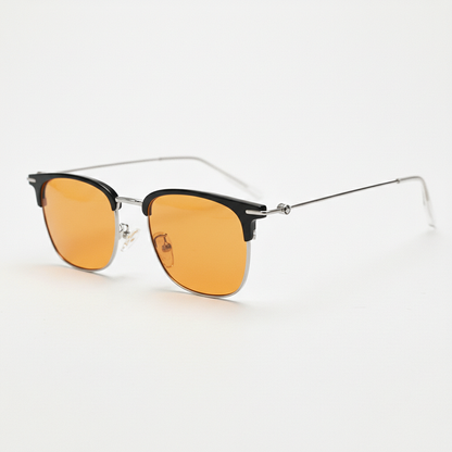 Vicky Orange Tinted Lens Sunglasses - Silver Browline TR90 Frame - Side View
