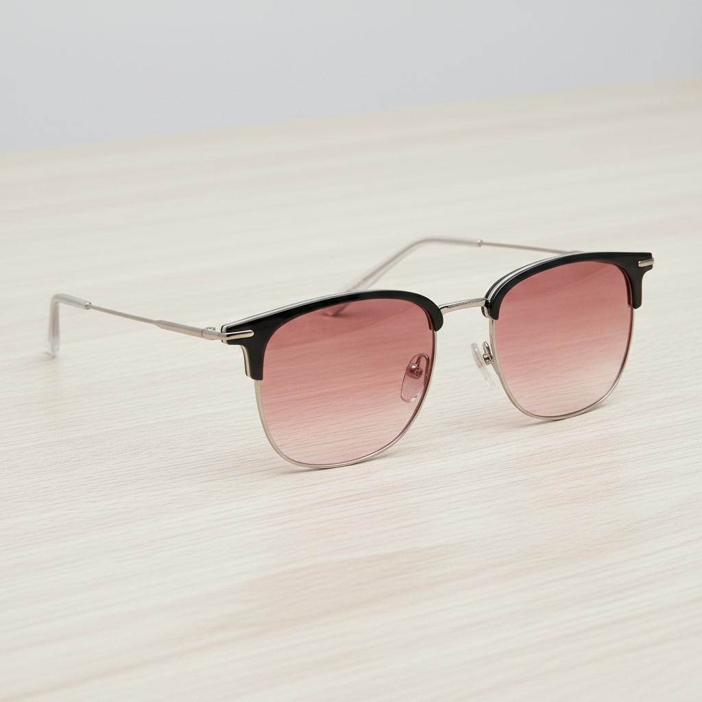 Vicky Pink Gradient Lens Sunglasses - Silver Browline TR90 Frame - Lifestyle Shot