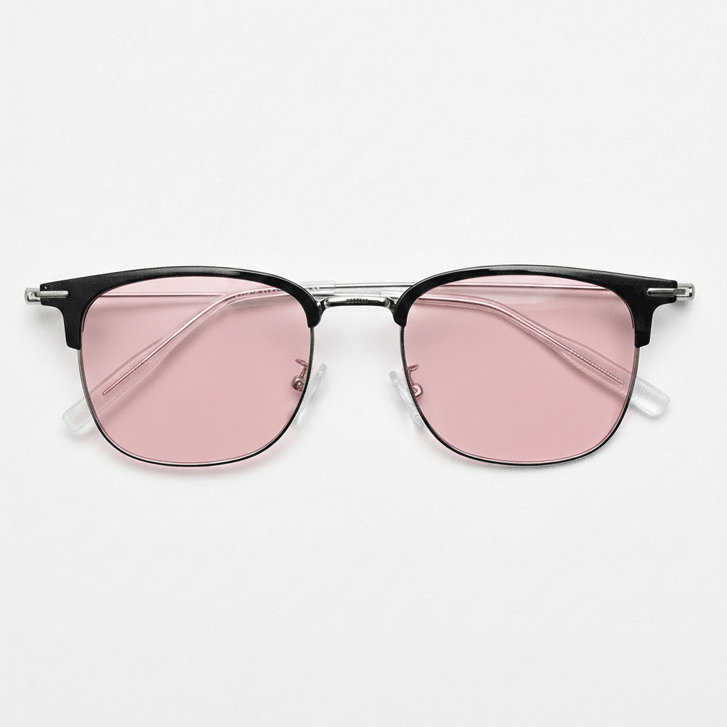Vicky Pink Tinted Lens Sunglasses - Silver Browline TR90 Frame - Front View