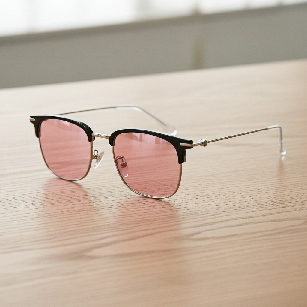 Vicky Pink Tinted Lens Sunglasses - Silver Browline TR90 Frame - Lifestyle Shot