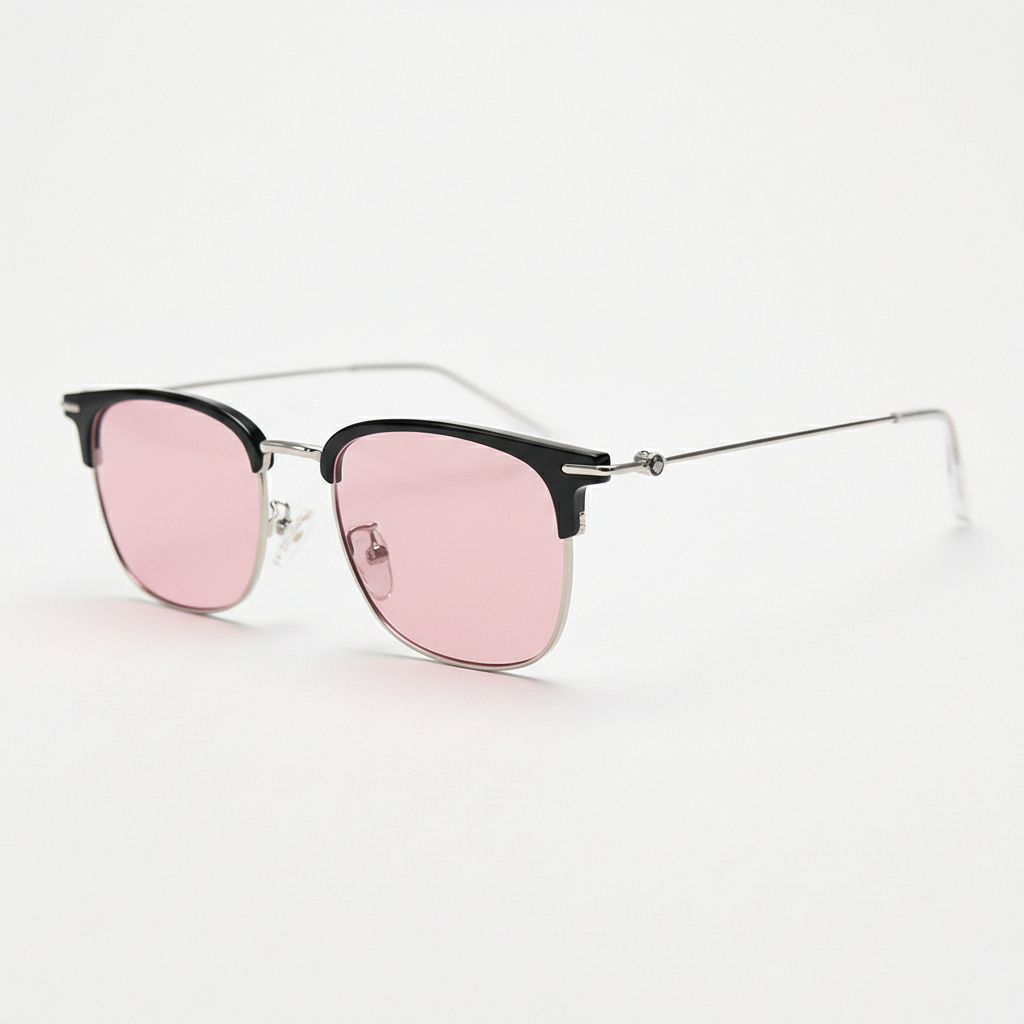 Vicky Pink Tinted Lens Sunglasses - Silver Browline TR90 Frame - Side View