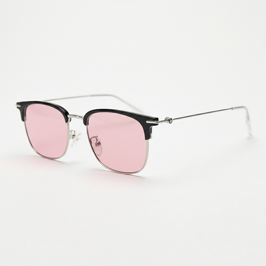 Vicky Pink Tinted Lens Sunglasses - Silver Browline TR90 Frame - Side View