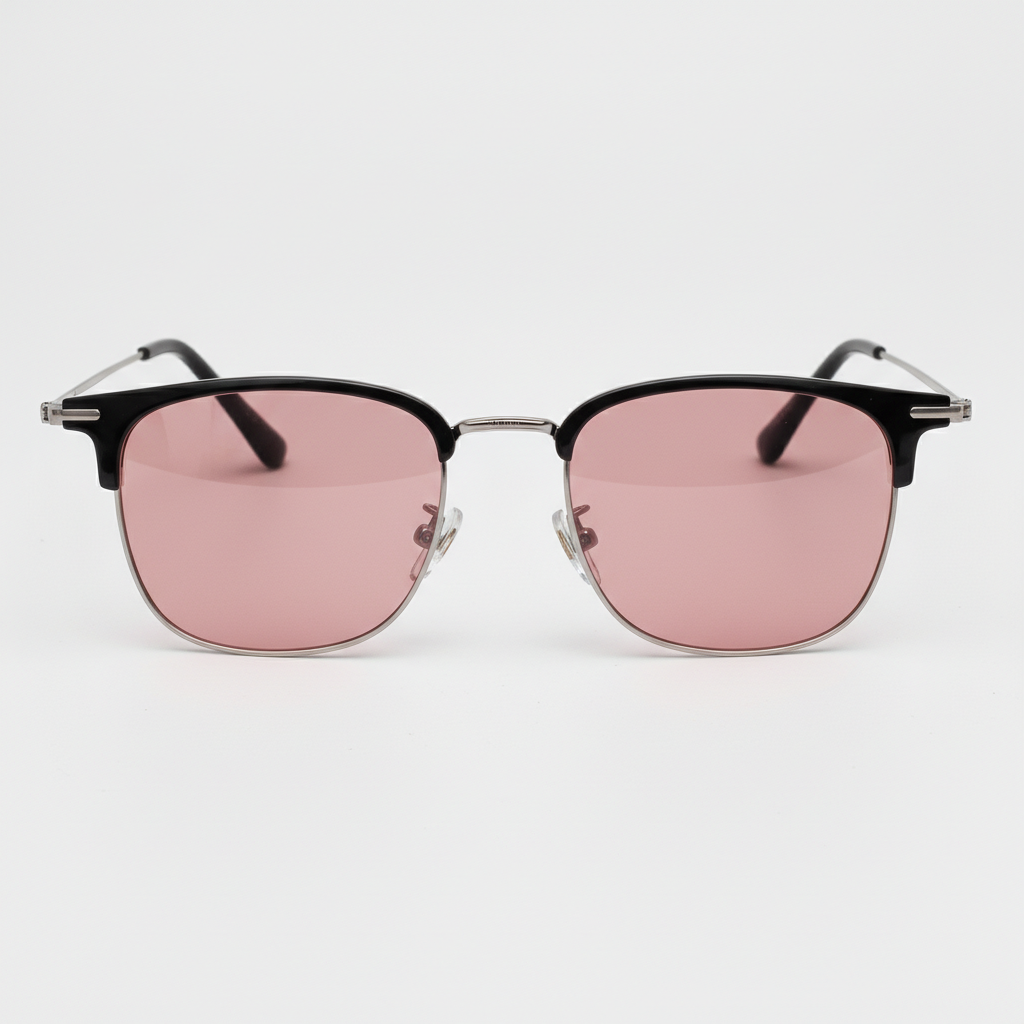 Vicky Rose Tinted Lens Sunglasses - Silver Browline TR90 Frame FL-41 Glasses - Front View