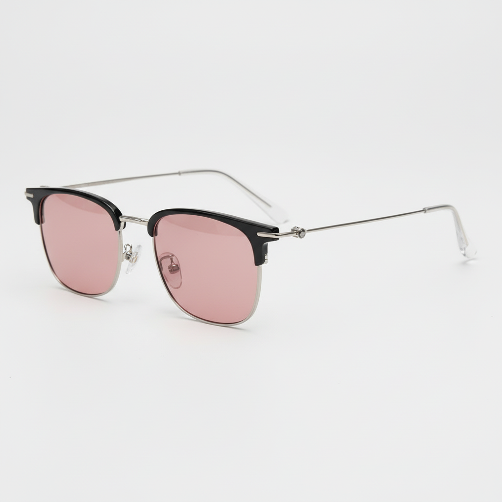 Vicky Rose Tinted Lens Sunglasses - Silver Browline TR90 Frame FL-41 Glasses - Side View