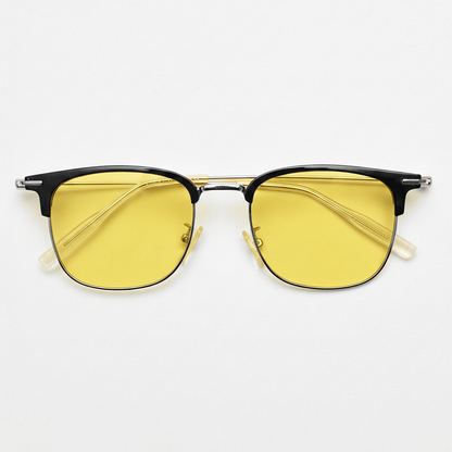 Vicky Yellow Tinted Lens Sunglasses - Silver Browline TR90 Frame - Front View