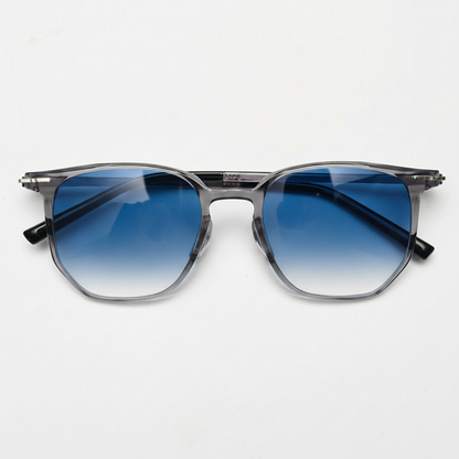 Yetta Blue Gradient Lens Sunglasses - Transparent gray Geometric TR90 Frame - Front View