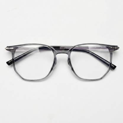 Yetta Clear Lens Glasses - Transparent gray Geometric TR90 Frame - Front View