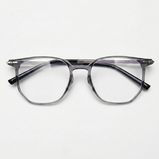 Yetta Clear Lens Glasses - Transparent gray Geometric TR90 Frame - Front View