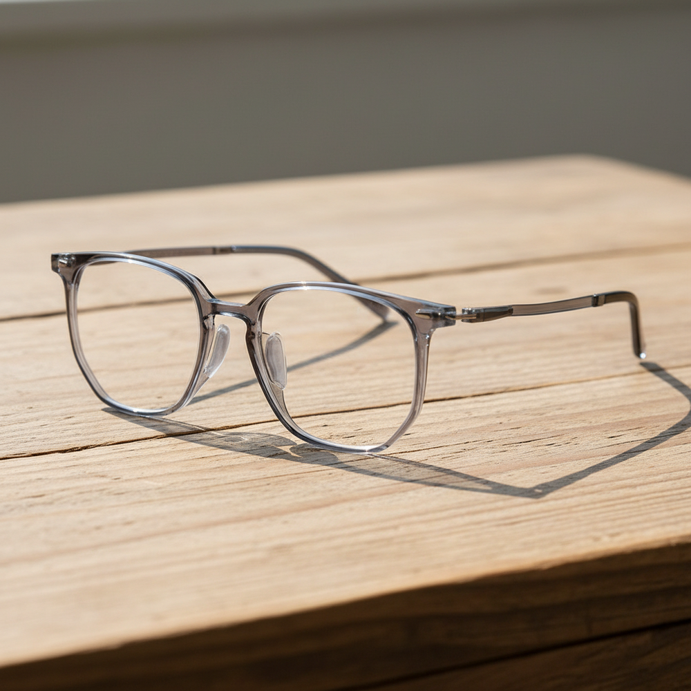 Yetta Clear Lens Glasses - Transparent gray Geometric TR90 Frame