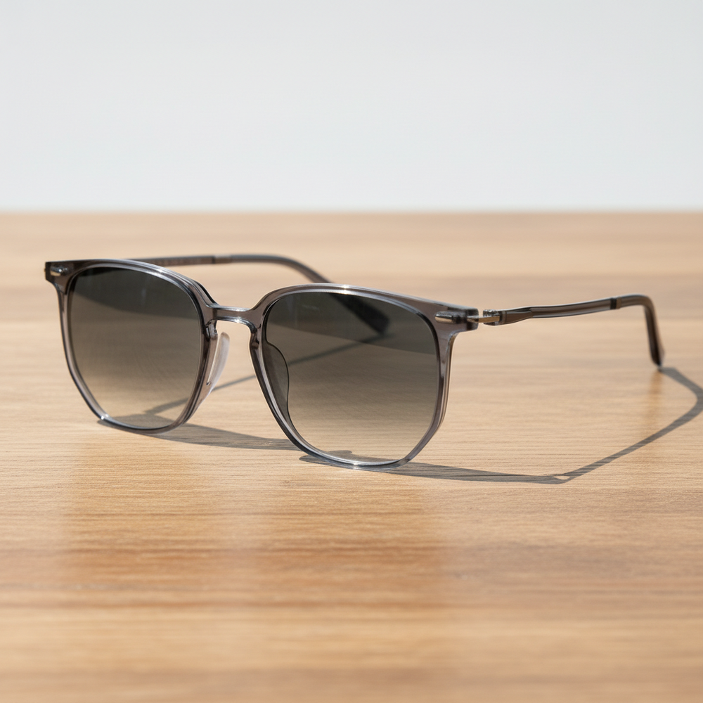 Yetta Grey Gradient Lens Sunglasses - Transparent gray Geometric TR90 Frame
