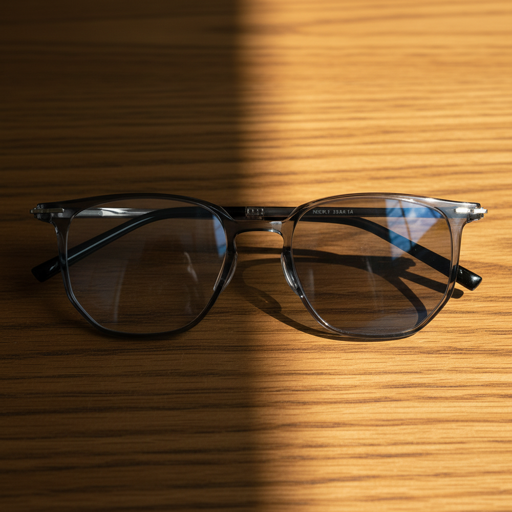 Yetta Grey Photochromic Lens Glasses - Transparent gray Geometric TR90 Frame