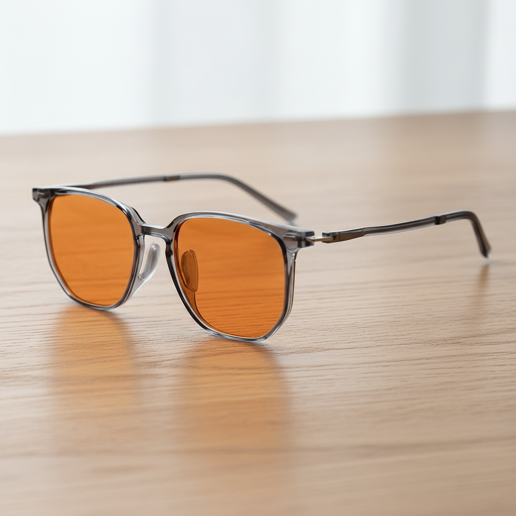 Yetta Orange Tinted Lens Sunglasses - Transparent gray Geometric TR90 Frame - Lifestyle Shot