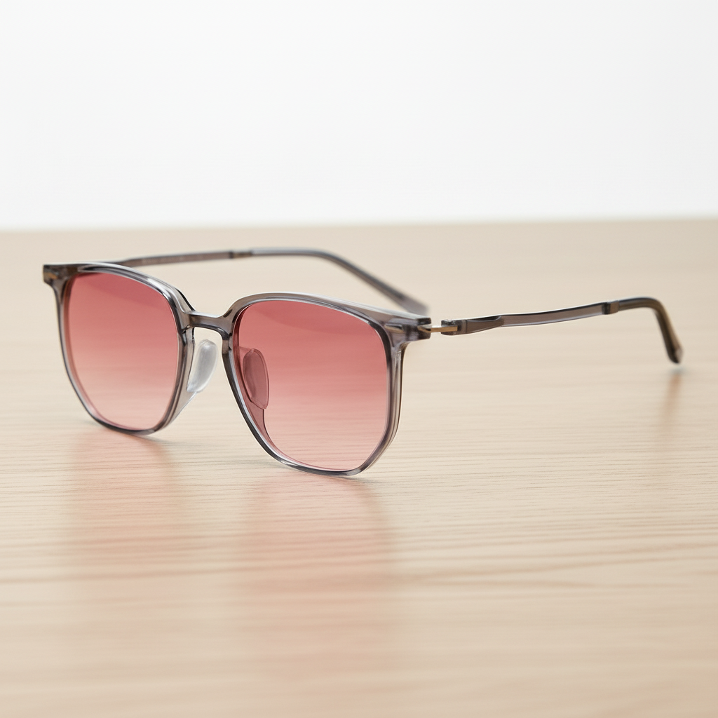 Yetta Pink Gradient Lens Sunglasses - Transparent gray Geometric TR90 Frame - Lifestyle Shot