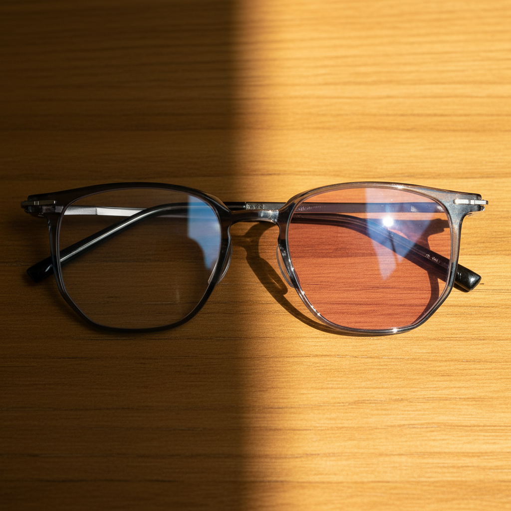 Yetta Pink Photochromic Lens Glasses - Transparent gray Geometric TR90 Frame - Lifestyle Shot