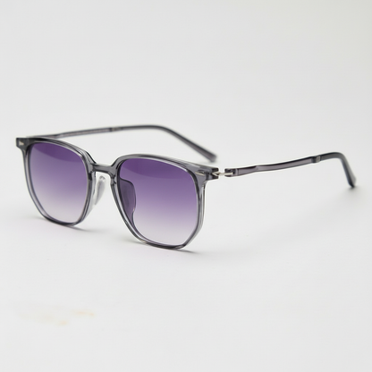Yetta Purple Gradient Lens Sunglasses - Transparent gray Geometric TR90 Frame - Side View
