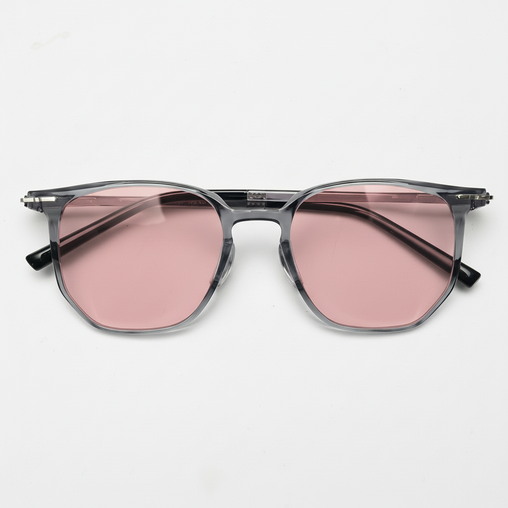Yetta Rose Tinted Lens Sunglasses - Transparent gray Geometric TR90 Frame FL-41 Glasses - Front View