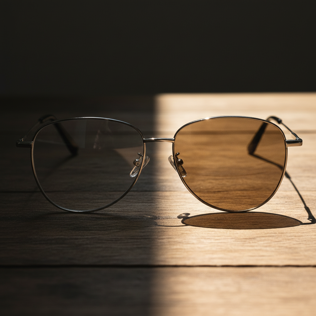 Zoe Brown Photochromic Lens Glasses - Silver Aviator Metal Frame - Lifestyle Shot