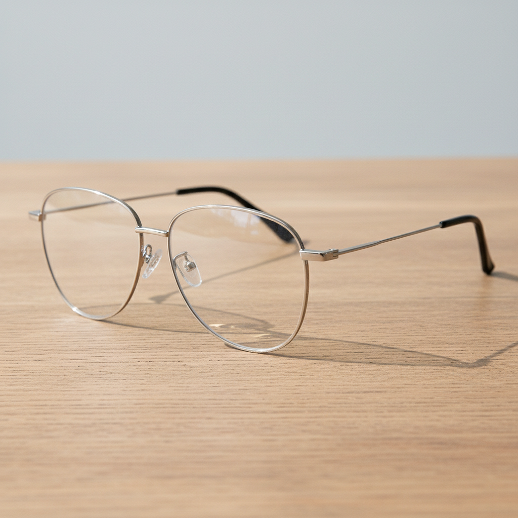 Zoe Clear Lens Glasses - Silver Aviator Metal Frame - Lifestyle Shot
