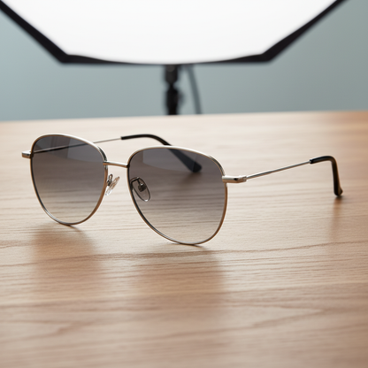 Zoe Grey Gradient Lens Sunglasses - Silver Aviator Metal Frame - Lifestyle Shot