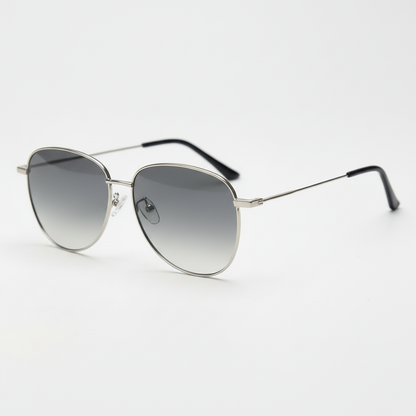Zoe Grey Gradient Lens Sunglasses - Silver Aviator Metal Frame - Side View
