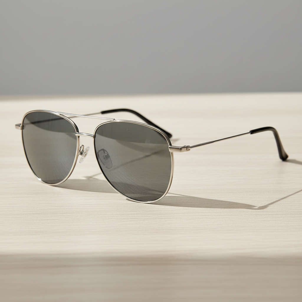 Zoe Grey Tinted Lens Sunglasses - Silver Aviator Metal Frame - Lifestyle Shot