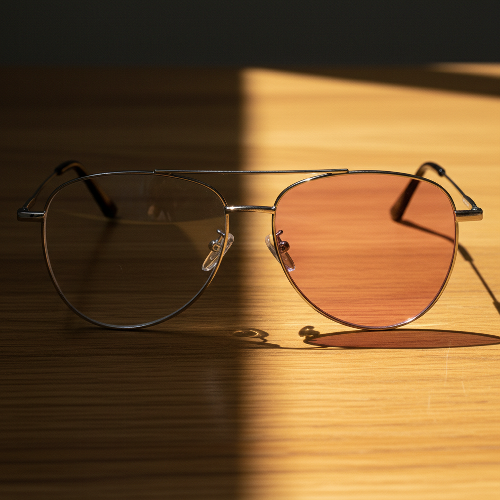 Zoe Pink Photochromic Lens Glasses - Silver Aviator Metal Frame