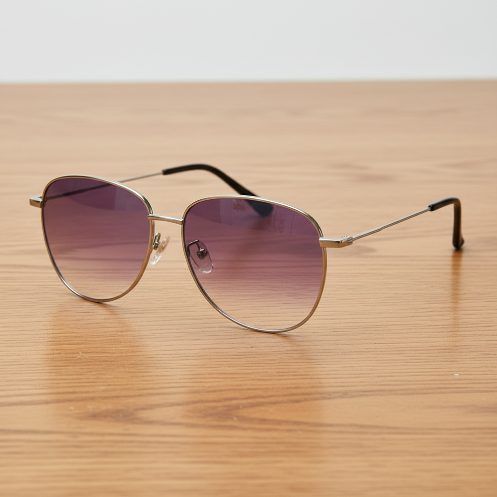 Zoe Purple Gradient Lens Sunglasses - Silver Aviator Metal Frame