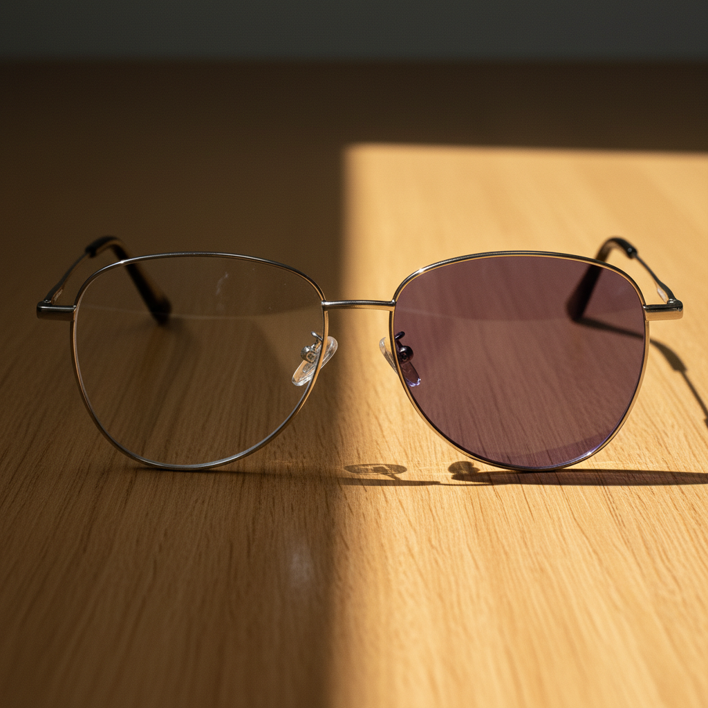 Zoe Purple Photochromic Lens Glasses - Silver Aviator Metal Frame - Lifestyle Shot