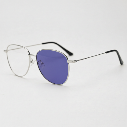 Zoe Purple Photochromic Lens Glasses - Silver Aviator Metal Frame - Side View