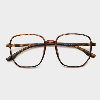 TXOME Winni Tortoise Shell Polygon Big Frame Glasses