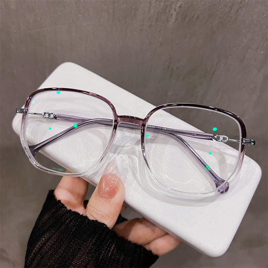 TXOME Purple Lucky Vintage Bling Clear Big Frame Glasses